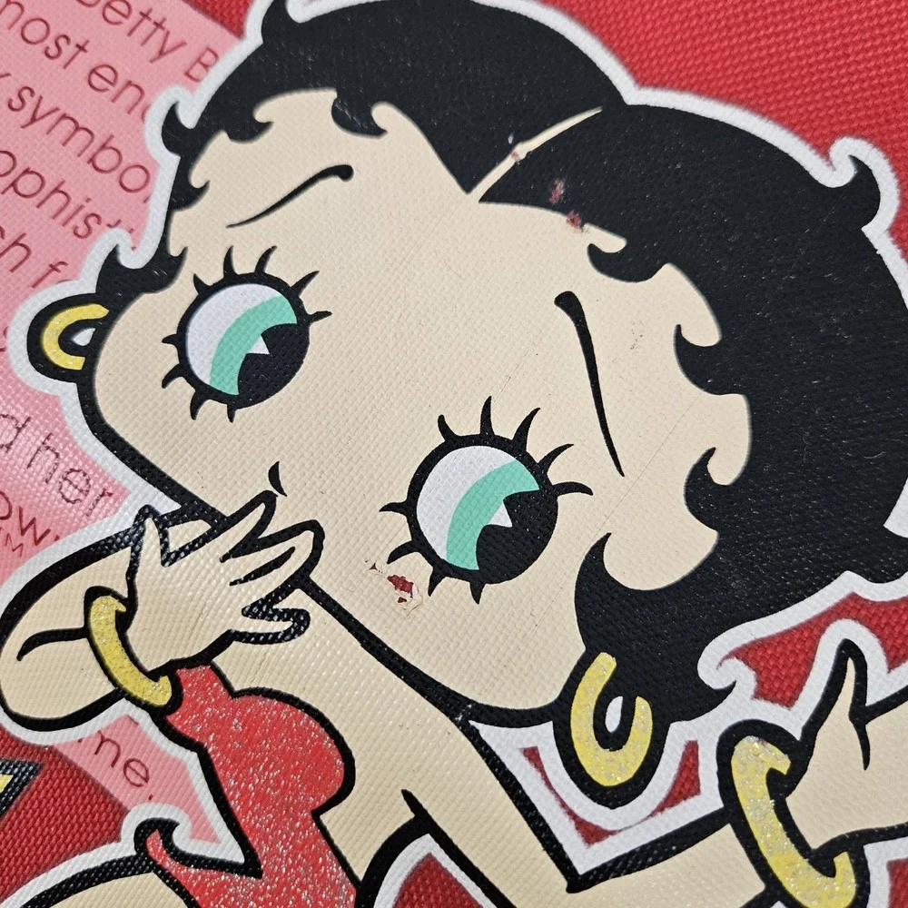 Vintage Betty Boop Backpack Drawstring Bag Sack Pudgy Red w/ Graphic EUC